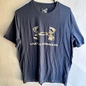 Under Armour Men's blue logo T-Shirt heat gear lose large